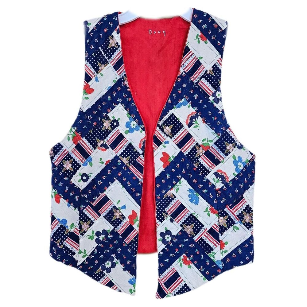 70s cottagecore boho patchwork handmade vest